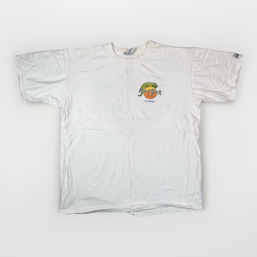 Vintage Hard Rock Cafe St Thomas Mullet Hit Shirt White Size‎ XL Heavy Tee